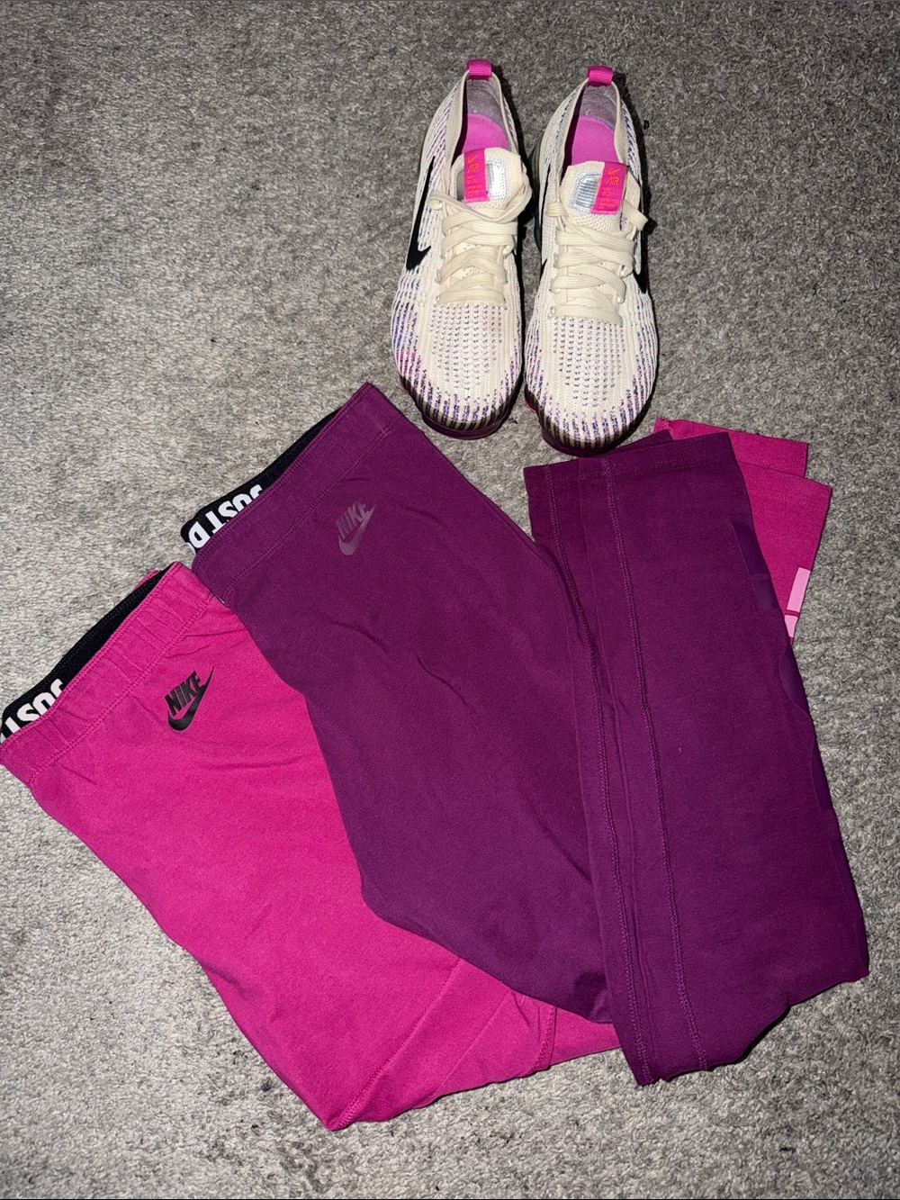 Nike Women Pink & Purple Leggings Duo/ Shoes Lot